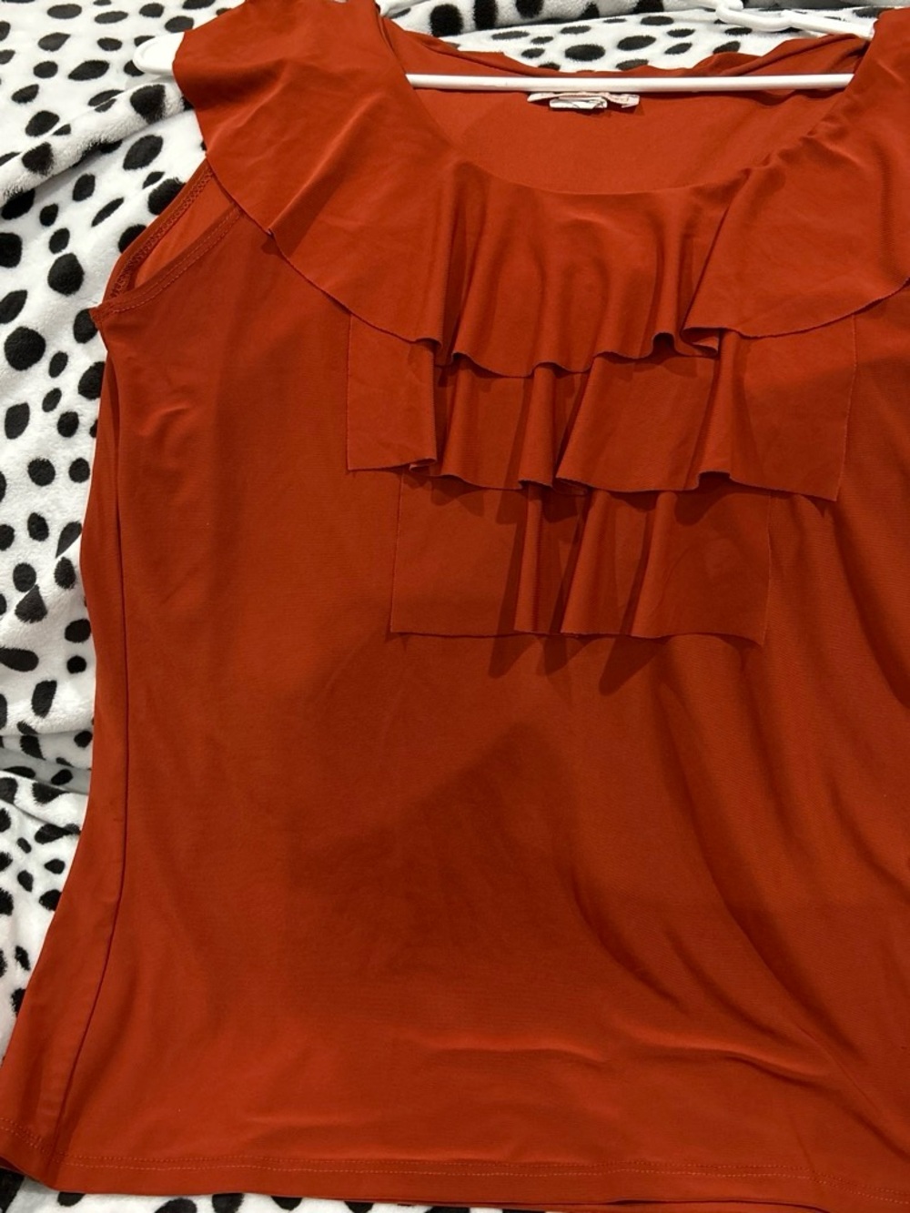 Claudia Richard Rust Ruffle Front Sleeveless Camisole